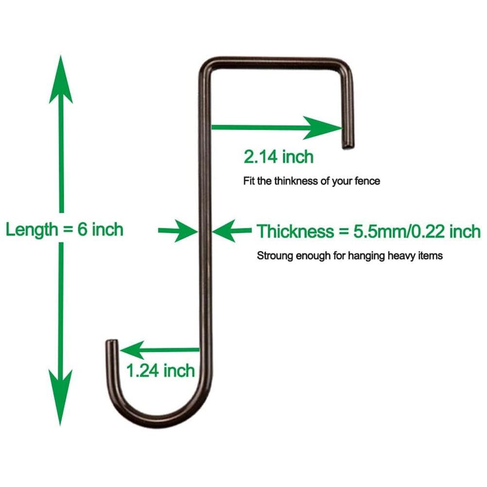 8 pcs Iron Fence Hooks Patio Fence Hangers for Hanging Plants Planters Bird Feeders Light Hanger