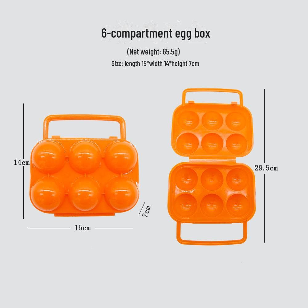 Portable 6-Grid Egg Protection Tray - Durable Outdoor PP Material 6 grid orange