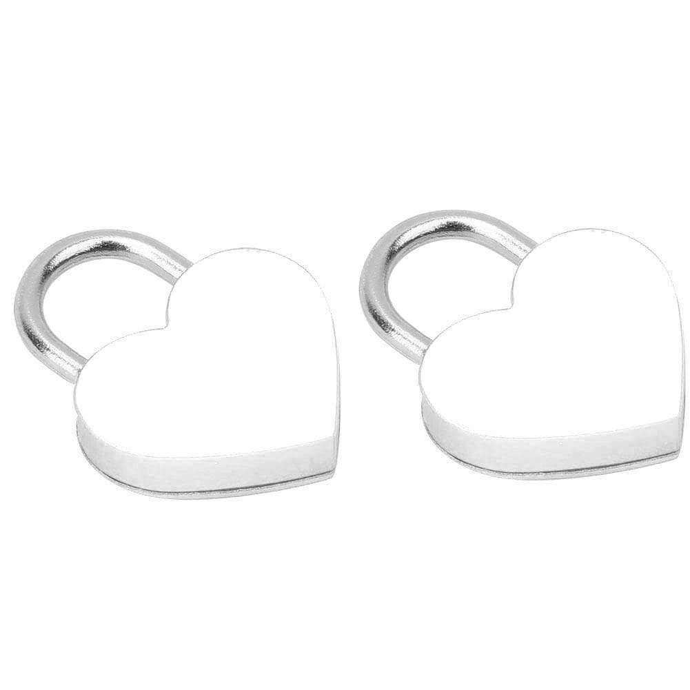 2 Sets Heart Lock Metal Colorful Exquisite Padlock Household Craft Supplies with Keys 30x39mmBlack white