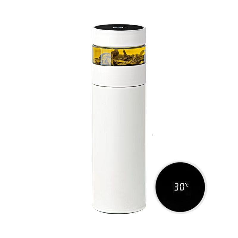 Xiaomi Youpin QUANGE Smart Tea Insulation Mug H8133, One Touch To Show Temperature, 316 Stainless Steel, Tea Separation, Keep Cold Hot white