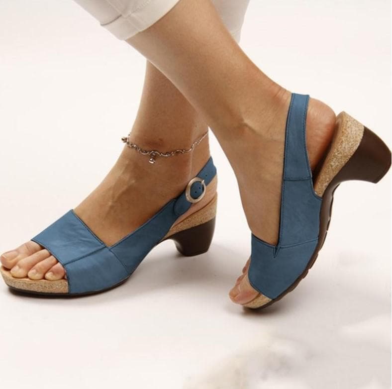Fashion Shoes Women Sandals Square Toe Comfortable Platform Shoes Woman Mid Heel Beach Party Sandals Plus Size Zapatos Mujer 37 blue