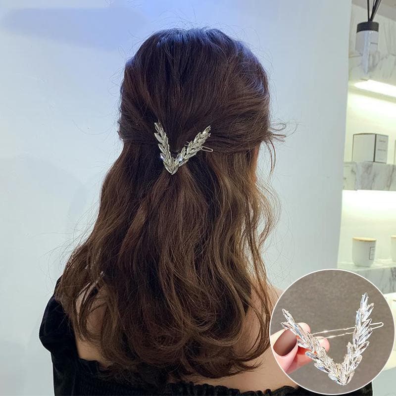 Luxury Shining Crystal Hair Clip For Women Korean V Shape Buckle Hairpins Girls Hair Accessories Headwear Fashion Ornaments Gift white