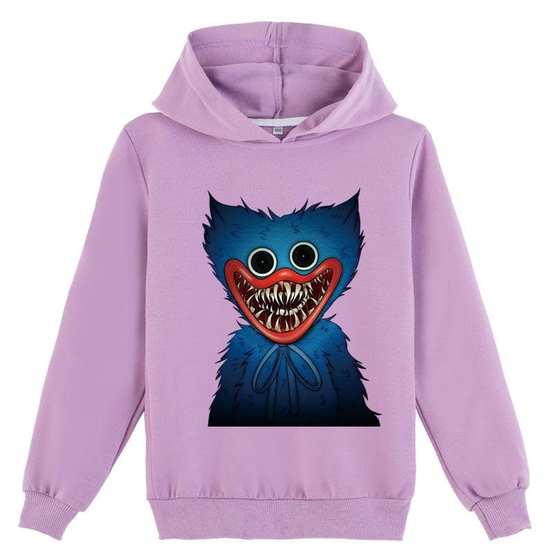 Kids 3D Hoodie Huggy Wuggy Pullover Poppy Playtime Children Sweater 130cm purple