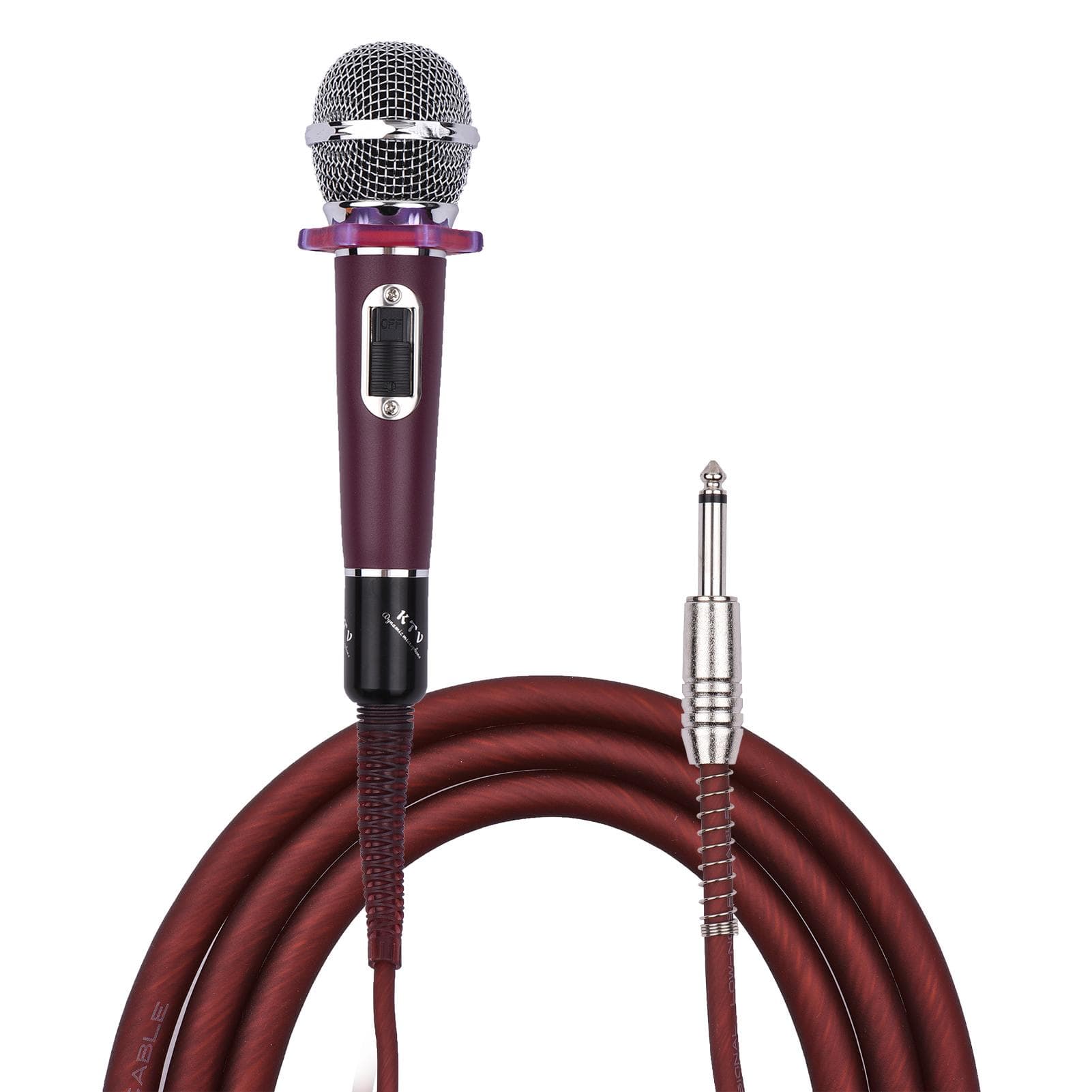 Dynamic Handheld Cardioid Condenser Microphone Wired Mic 4.5m/15ft Cable 6.35mm Plug for Music red