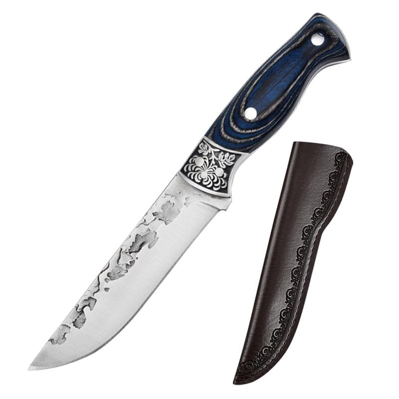 Slicing Knife Household Meat Cleaver Butcher's Boning Knife Mongolian Hand Meat Knife with Cover 1pcs blue