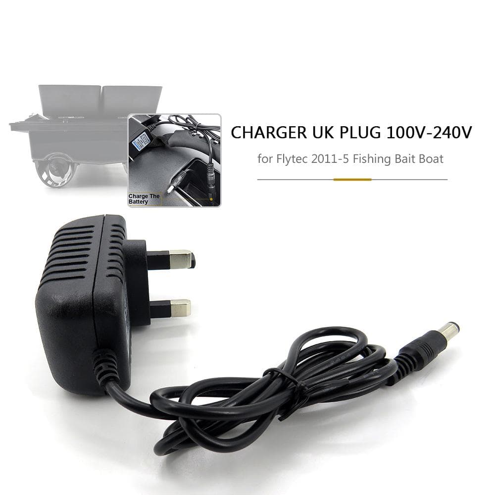 Charger UK Plug 100V-240V for Flytec 2011-5 1.5kg Loading Remote Control Fishing Bait Boat EU black
