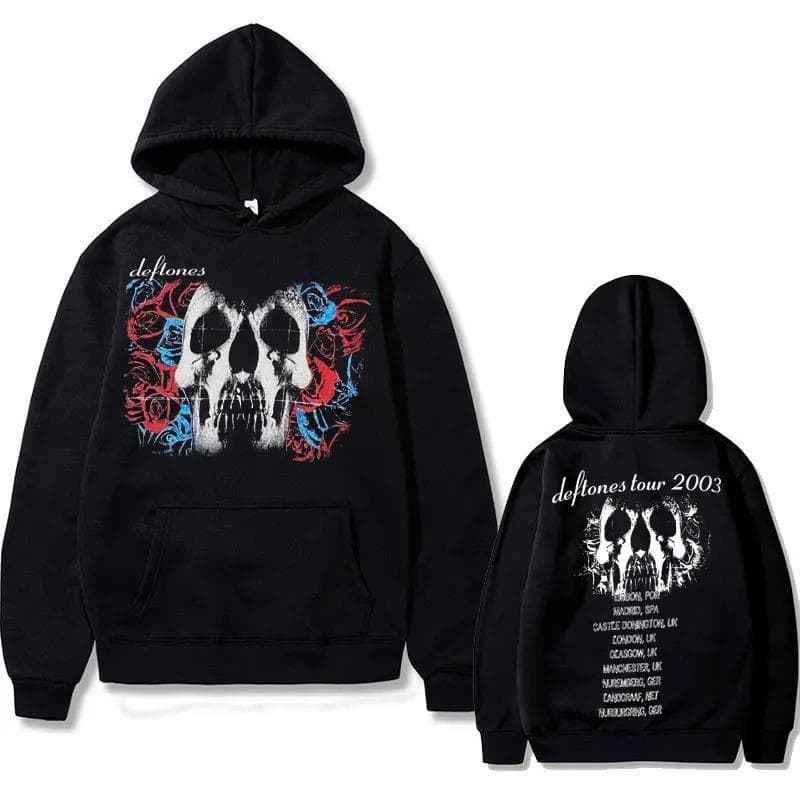 Deftones Skull Double Sided Graphic Hoodie S black
