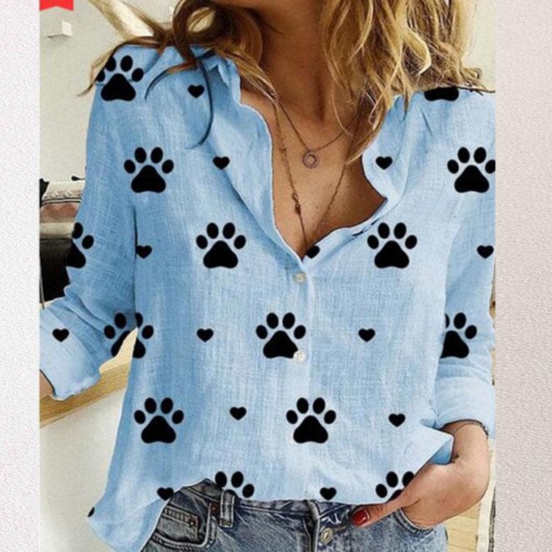 Women's T-Shirt Tops Polka Dot Print Casual Long-sleeved Linen Shirts for Women Blouse L