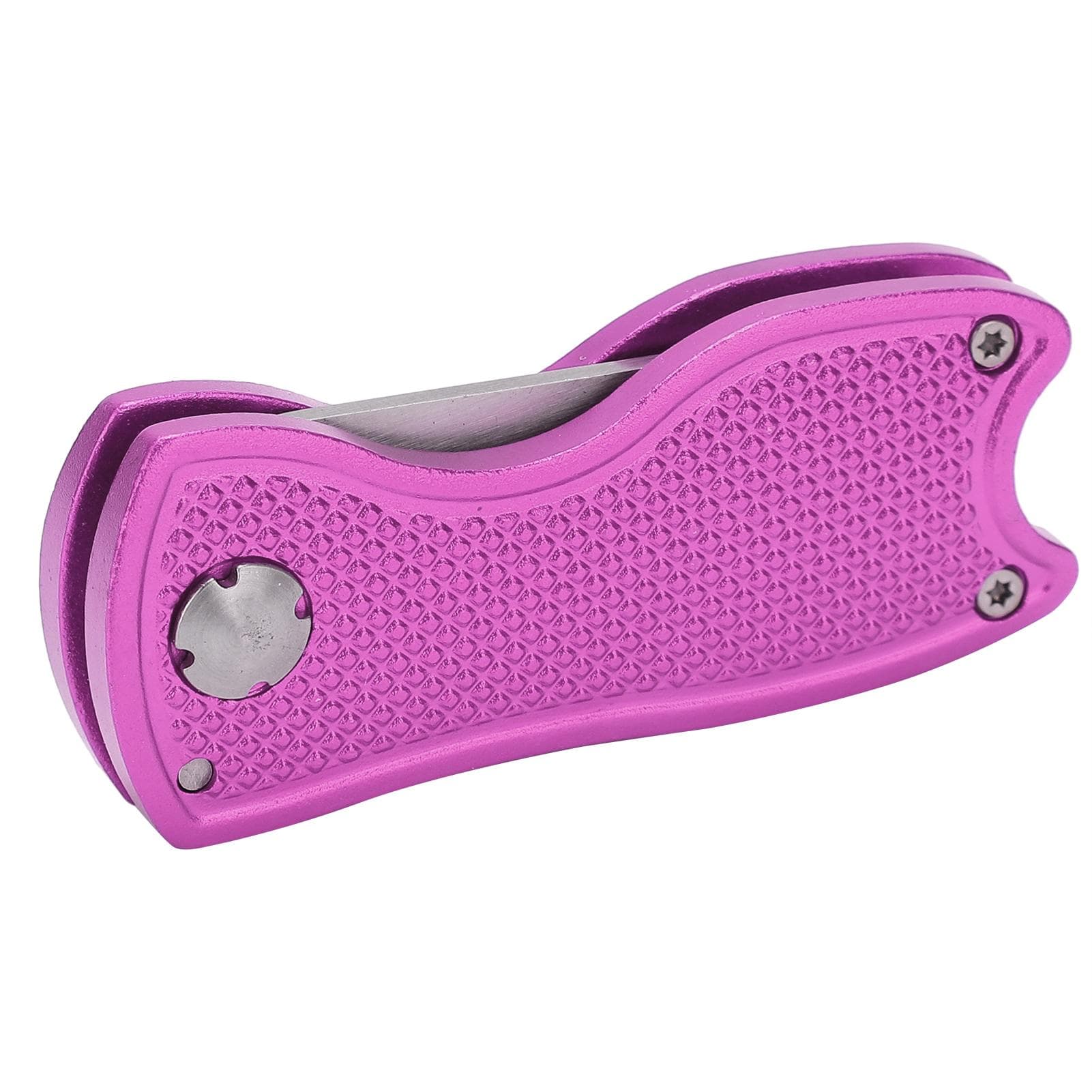 Golf Green Fork Stainless Steel Foldable Golf Divot Repair Tool with Button MagneticPink