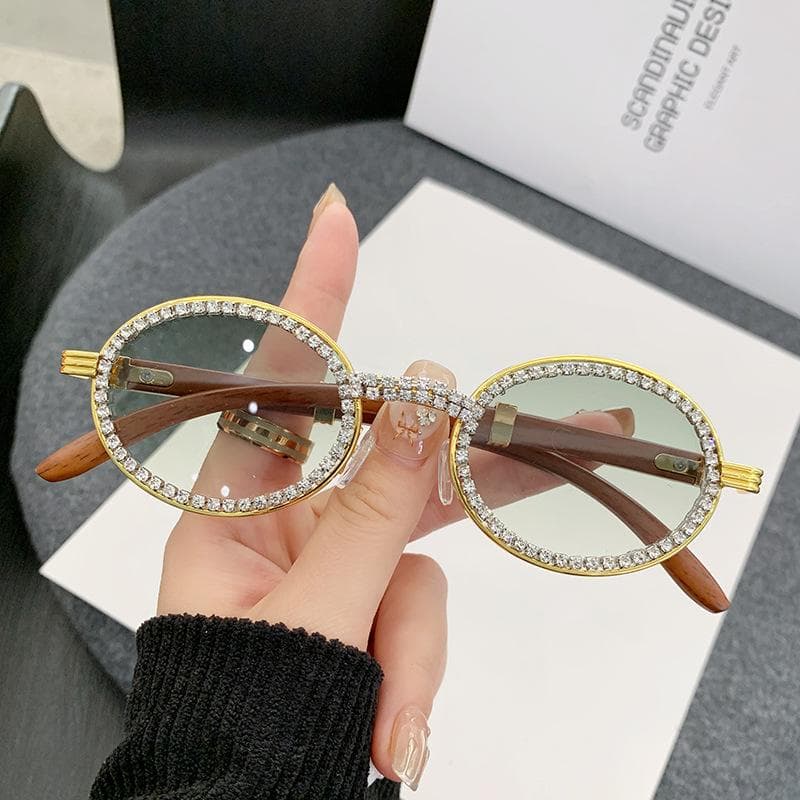 New Fashion Diamond Sunglasses Women Men UV400 Vintage Gradient Lenses Oval Sun Glasses Eyewear With Box