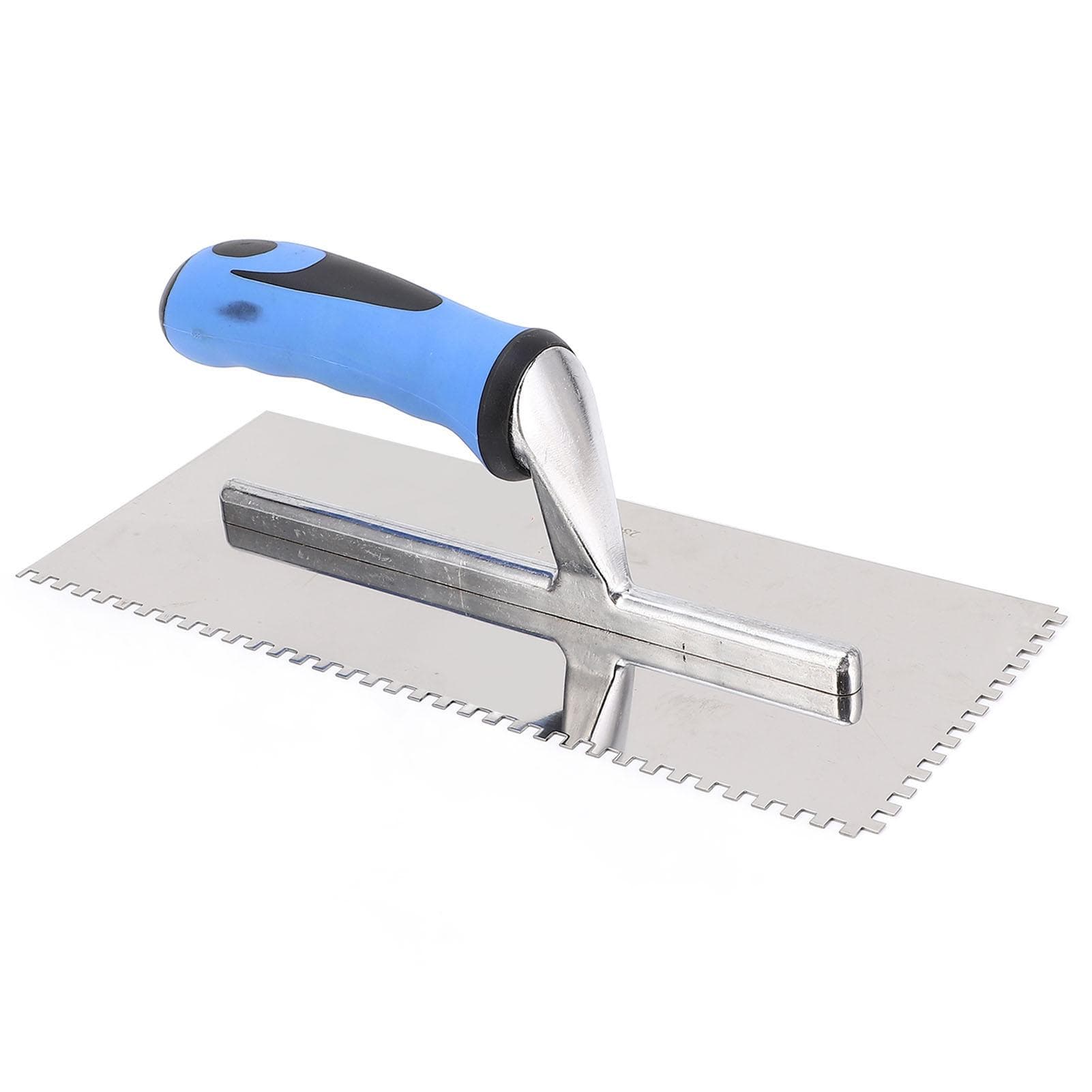 4mm Square Notch Trowel Stainless Steel Hand Notch Trowel with Soft Handle for Cement Concrete