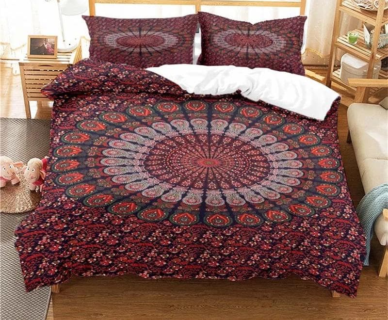 Bohemian Psychedelic Mandala Pattern Duvet Cover Set Bedding For Adult Kid Bed Set Comforter Cover With 1 Comforter 2 Pillowcase EU single(135x200cm)