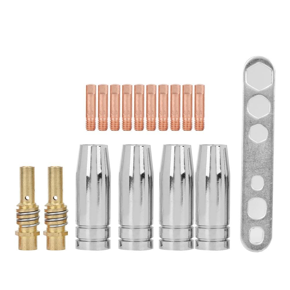 17pcs MB 15AK MIG Welding Torch Accessories Contact Tip Holder Conical Nozzle Shield Cup17pcs