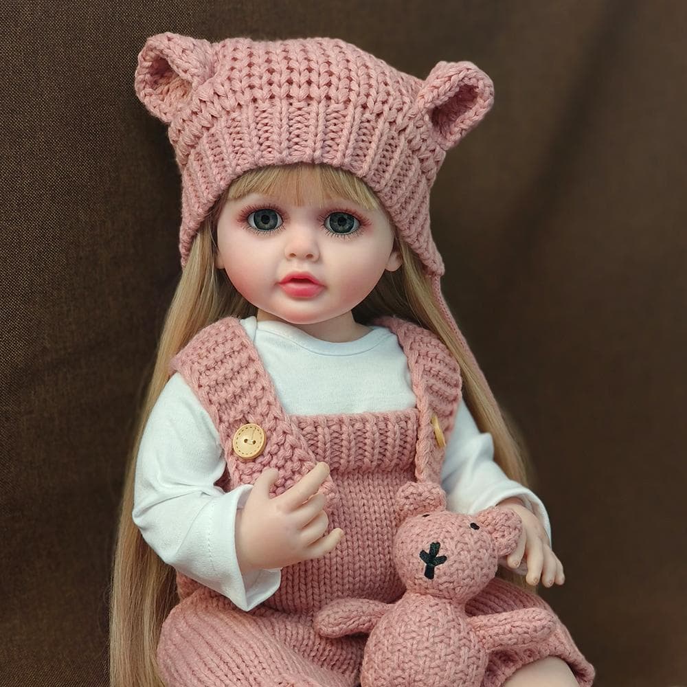 55cm Lifelike Reborn Baby Girl Doll Soft Silicone Gold Long Hair Realistic Princess Reborn Toddler Birthday Gift