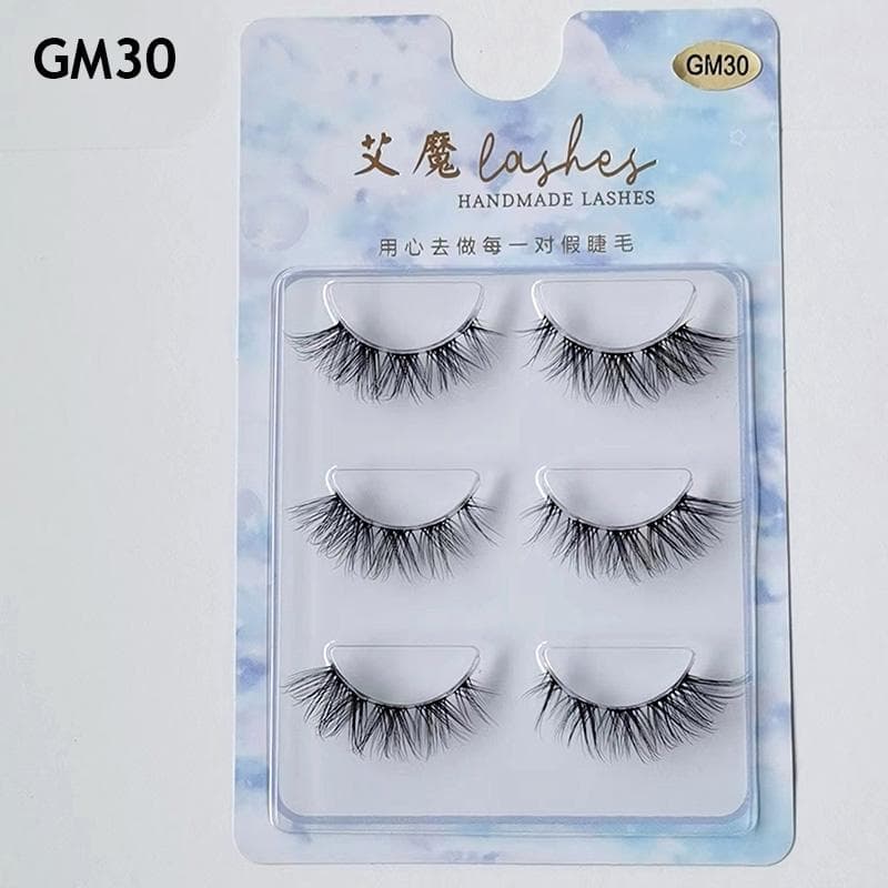 3 Pairs Mink Eyelashes Invisible Band Lash Extension Natural False Eyelashes Cross Cluster Fairy 3D Faux Long Fake Lashes GM30