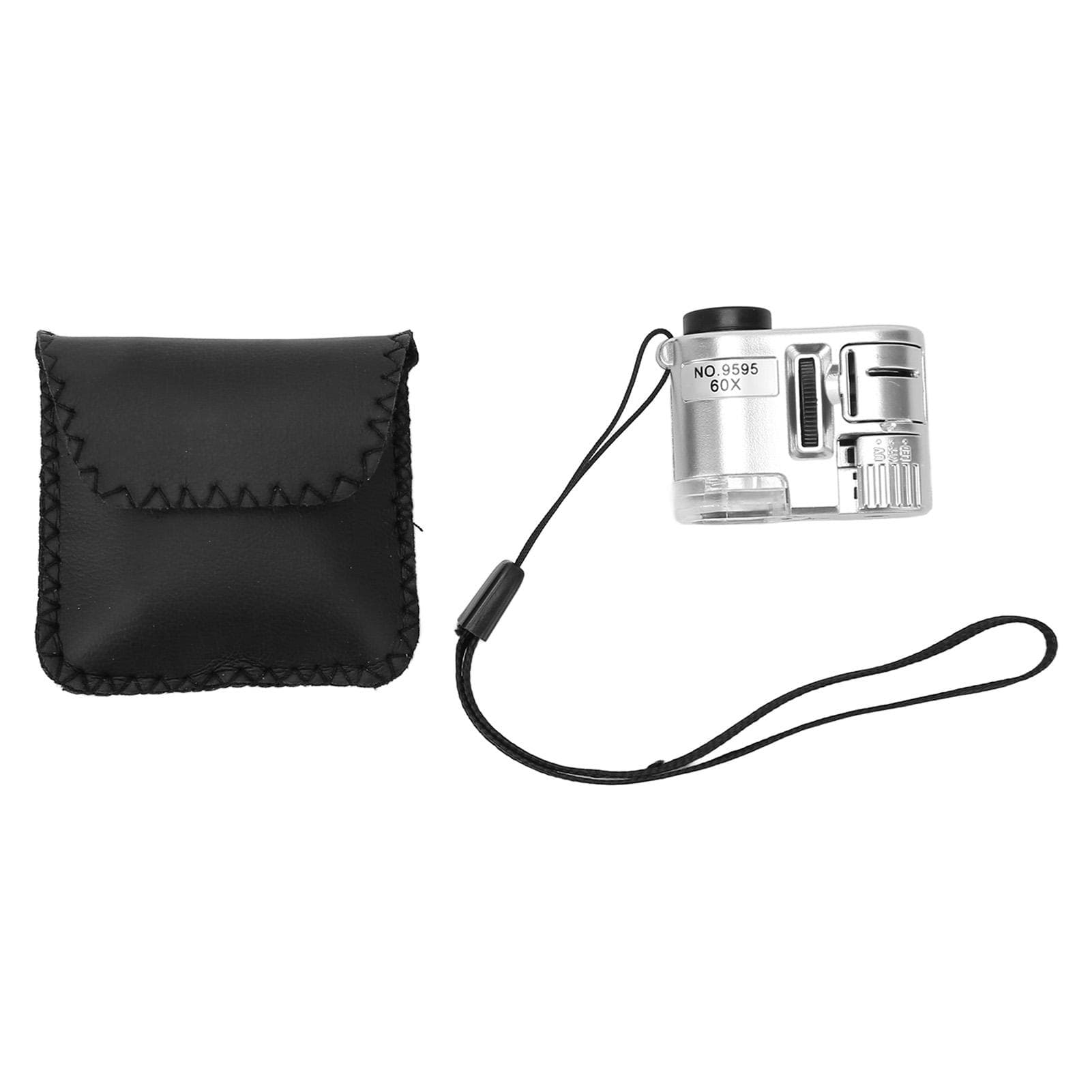 60X Mini Pocket Microscope Magnifier with LED Light Portable Microscope with UV Currency Detecting