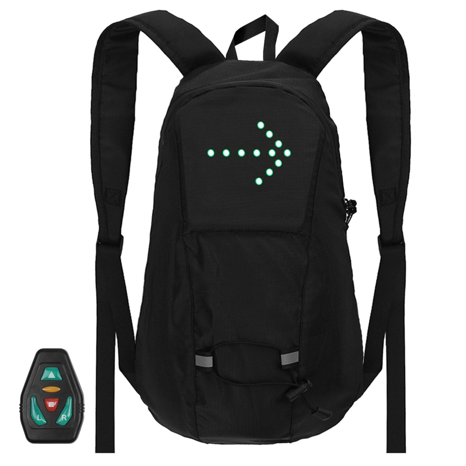 LED Turn Signal Bike Pack 15L LED Backpack with Direction Indicator USB Rechargeable Safety Light black