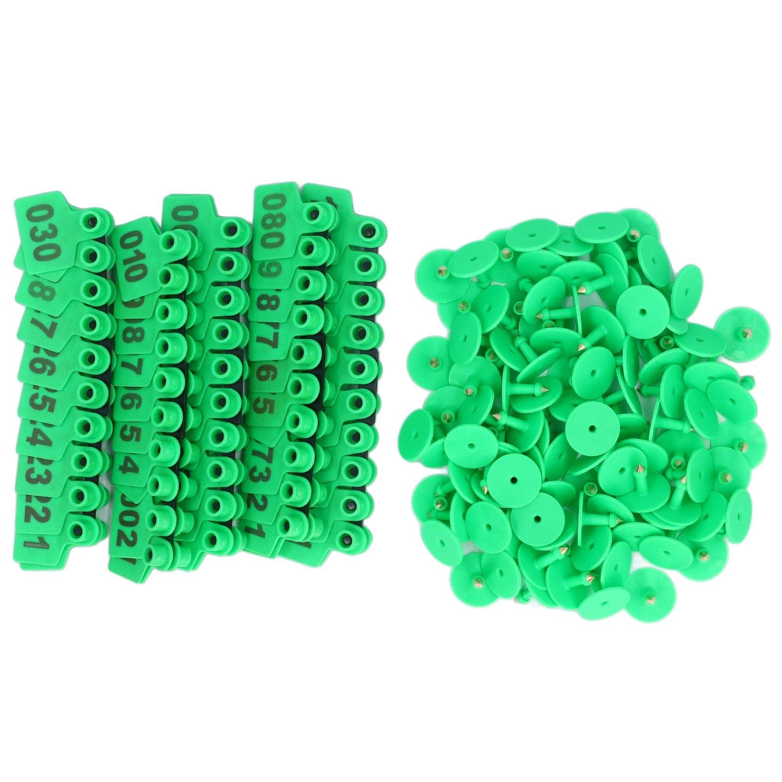 100PCS Cattle Ear Tags Numbered 001?100 Livestock Animal Ear Tag for Cows Calves Pigs Goats Animal green