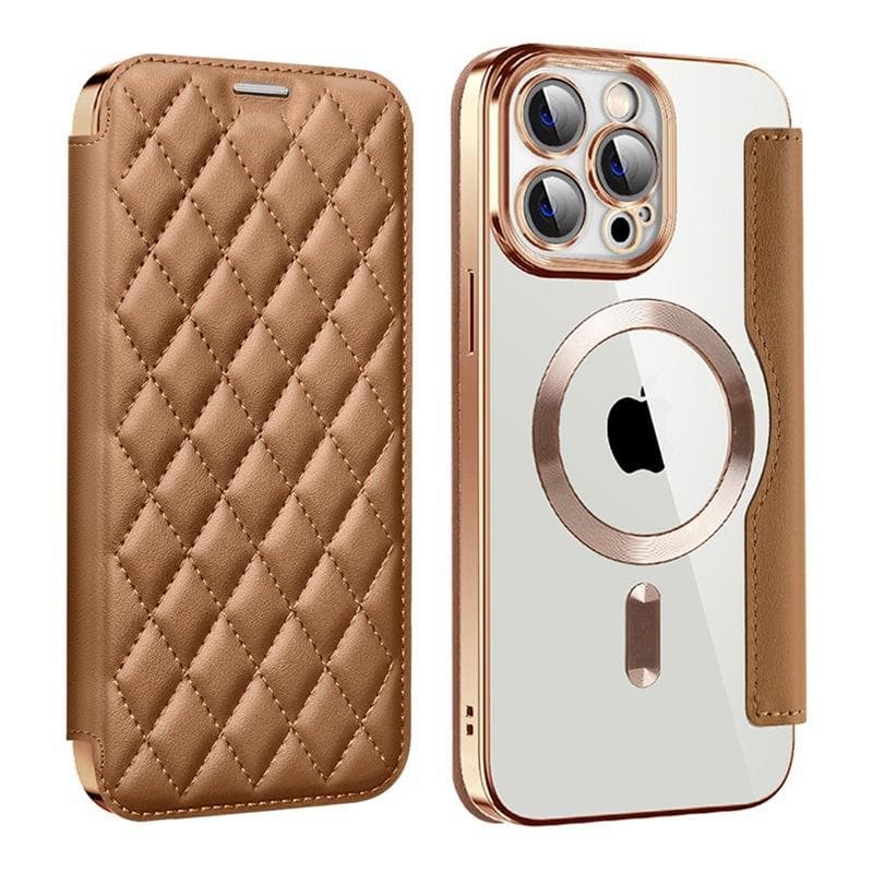 Applicable To IPhone16Pro Yadun Xiaoxiangfeng Magnetic Snap Case Apple 15 Lambskin Diamond Leather Case Full Pack Samsung S22
