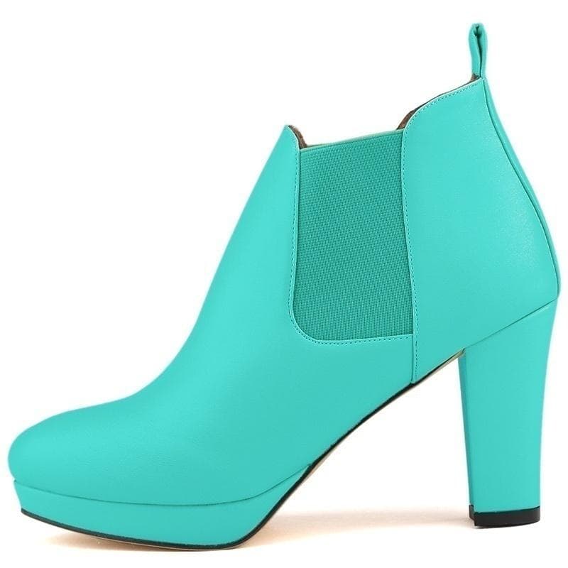 Winter Fashion Women Ankle Boots Thick High Heels Snow Boots Platform Pumps Plus Velvet Keep Warm Women Boots 42 blue