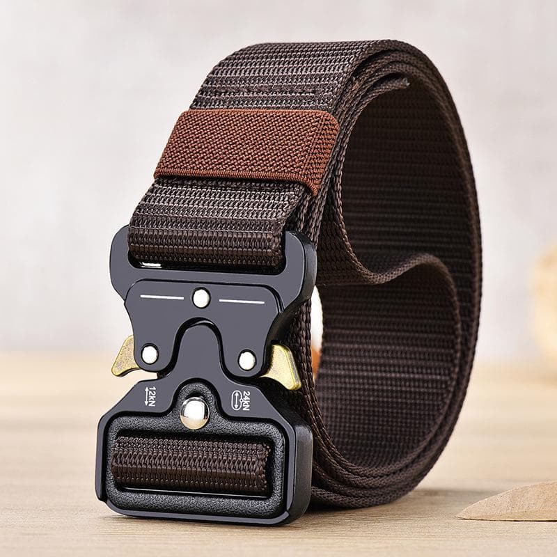 Men's Belt Army Outdoor Hunting Tactical Multi Function Combat Survival High Quality Marine Corps Canvas For Nylon Belt 125cm coffee