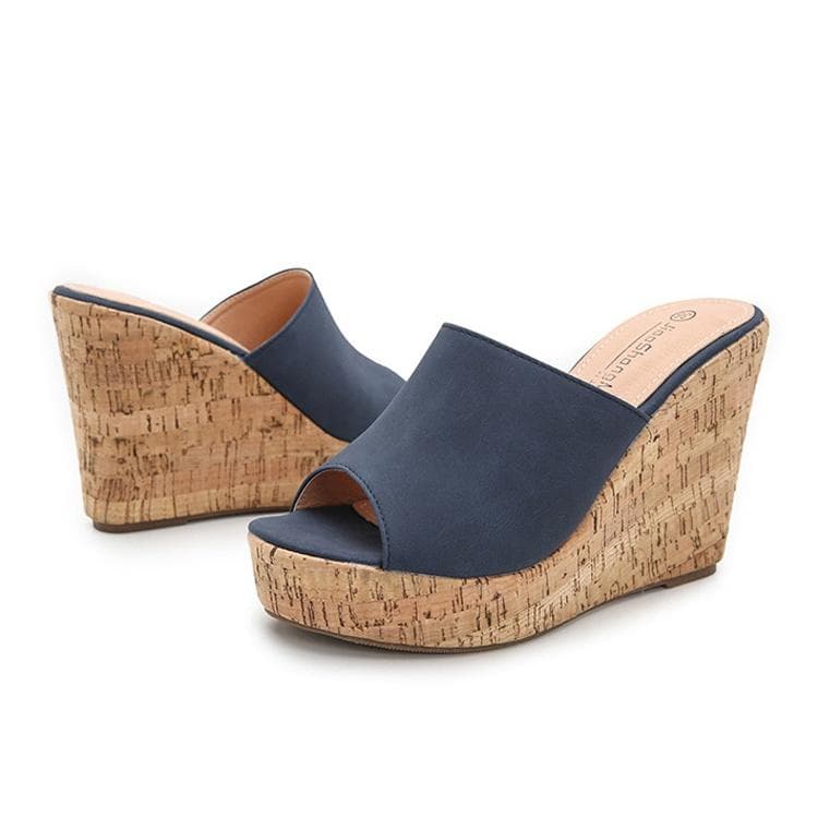 New Trending Women's Fashion Wedge Sandals Open Peep Toe Espadrille Platform Sandals Woman Girls Wedges Summer Bohemian Slip-on Heeled Sandals 37 blue