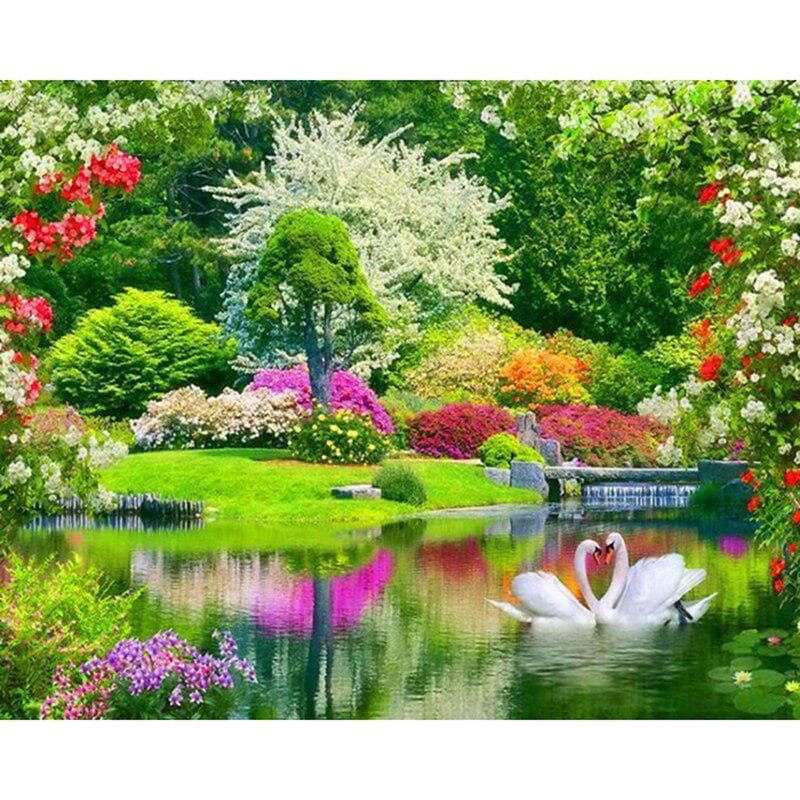 Diamond Painting Beautiful Lake Rubik's Cube Rhinestones Cross Stitch Kits Full Diamond Embroidery 20X30CM