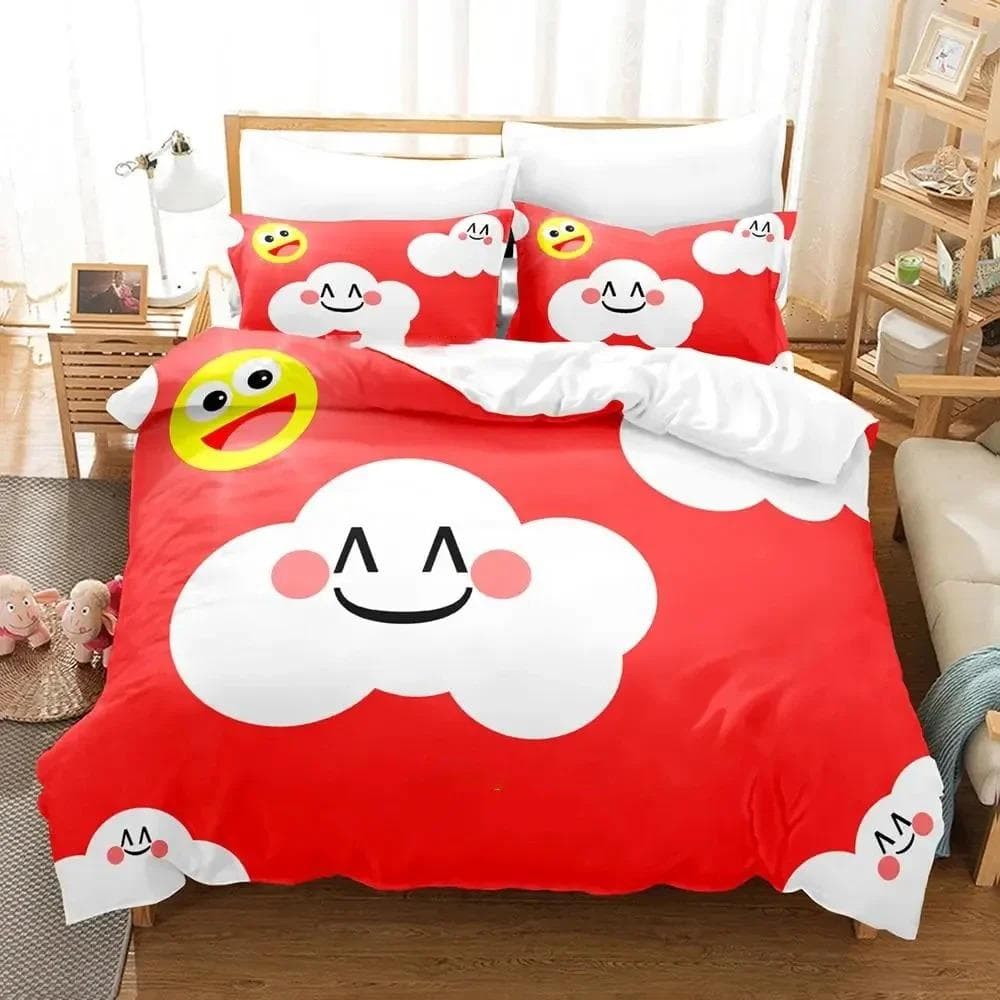 Cartoon Smiley Bedding Set Duvet Cover Bed Set Quilt Cover Pillowcase Comforter king Queen Size Boys Adult Bedding Set 70x133cm 2pcs