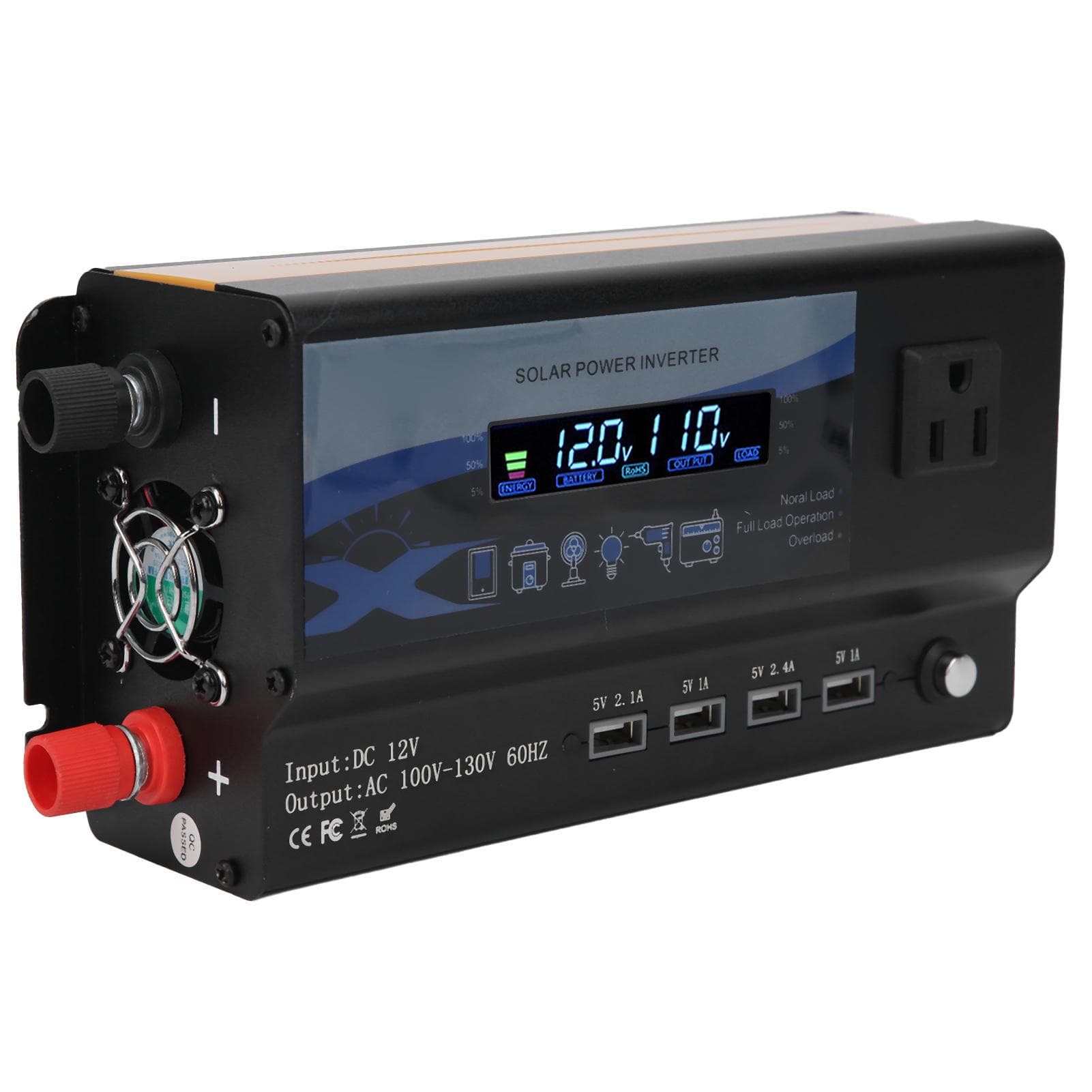 4000W 12V?110V Car Inverter with LED Color Ambient Light 4 USB Charger Modified Sine Wave Converter
