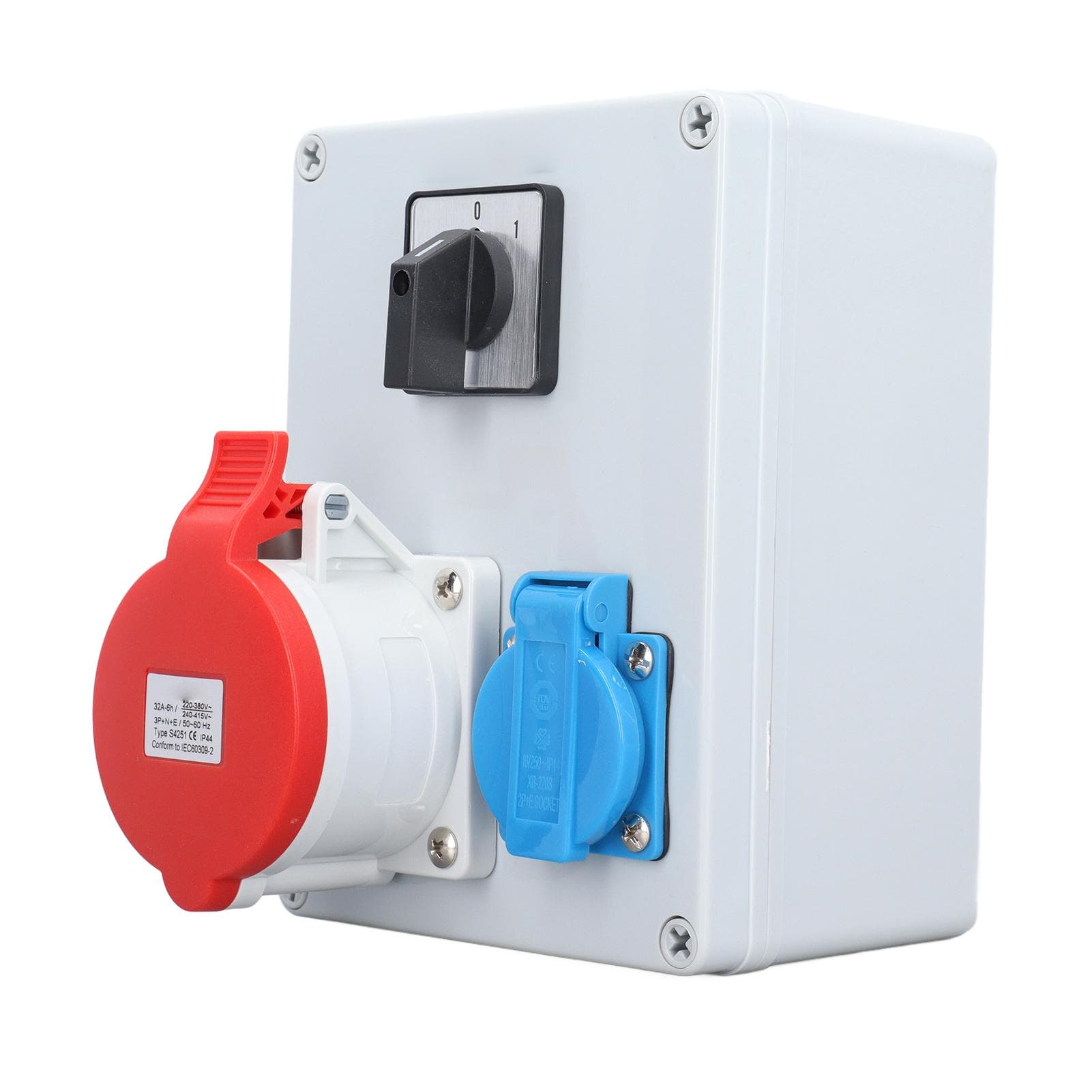 CEE Wall Socket Power Distributor Box 5P 32A 16A with 2 Level Knob Switch IP44 Waterproof for