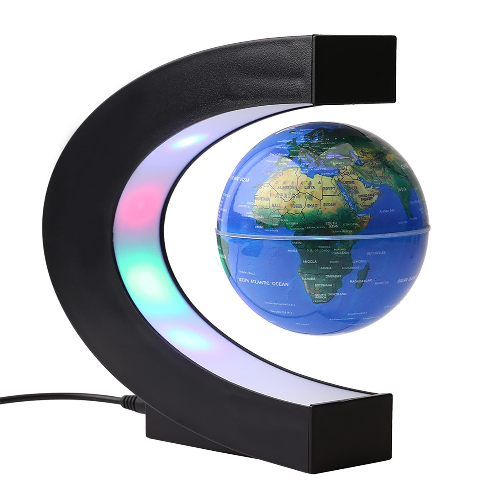 3 LED C‑shaped Magnetic Anti‑gravity Floating Globe Map For Desk Decoration