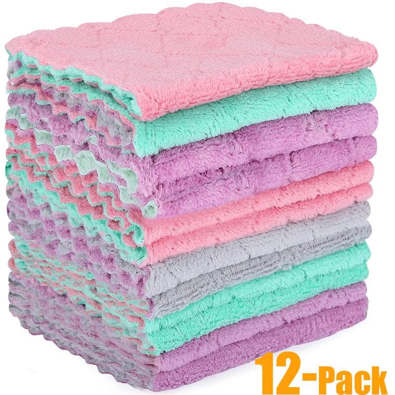 Microfiber Cleaning Cloth - 12 Pack Kitchen Towels - Double-Sided Microfiber Towel 12 Pack