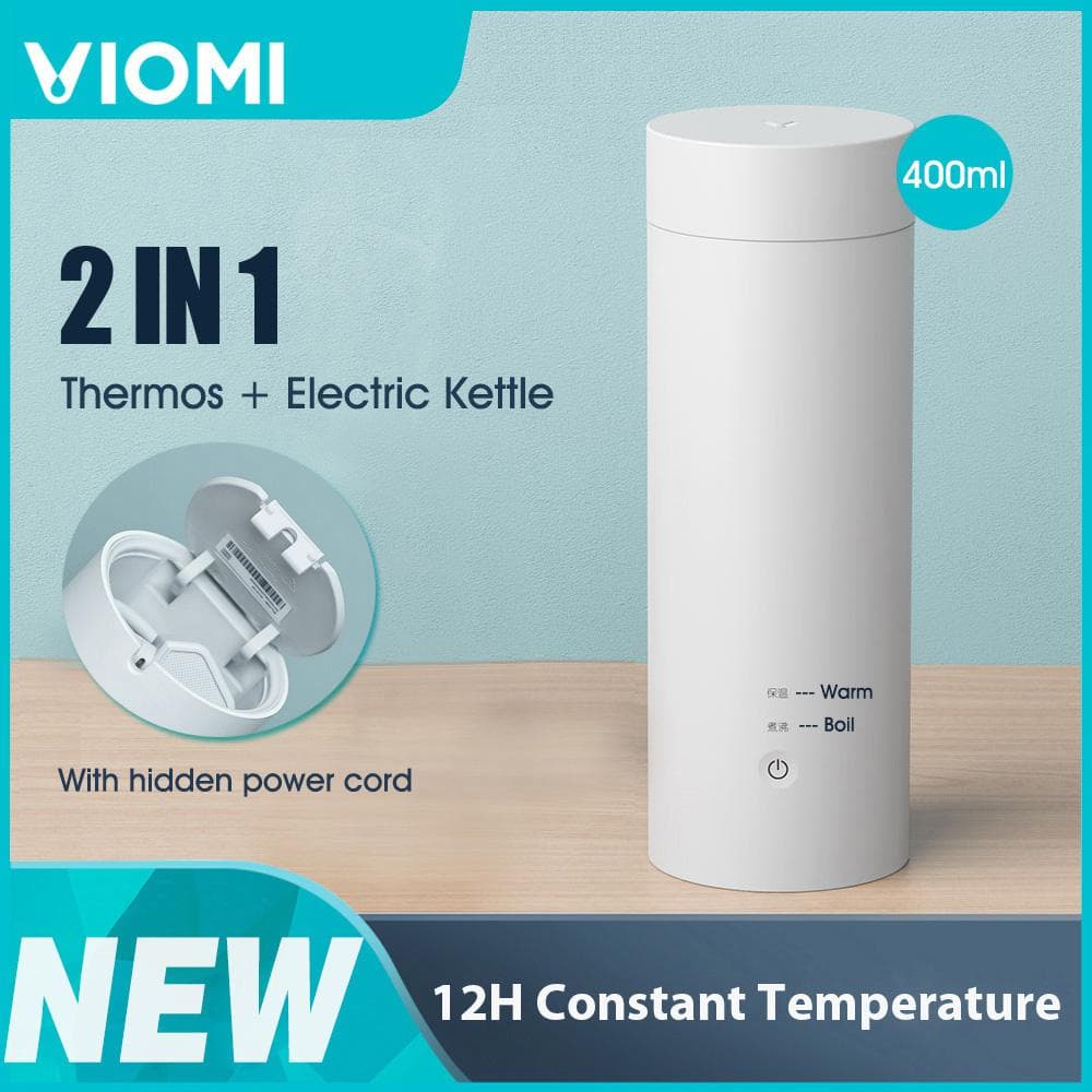 VIOMI Electric Thermos Bottle Cup Portable Bottle Stainless Steel Heating Thermal Mug for Tea white