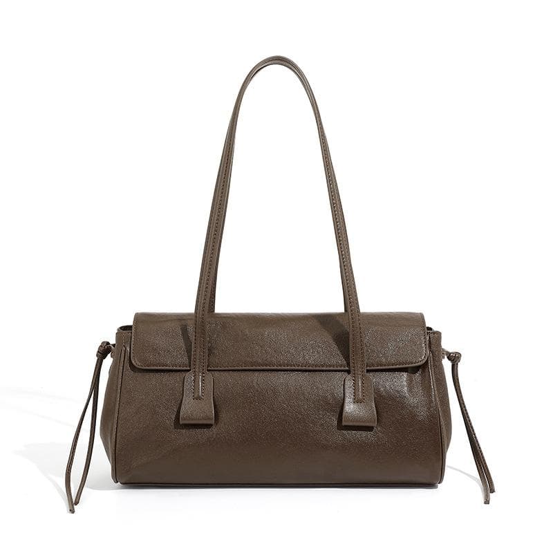 Spring and Summer Leather Underarm Bag High-grade Portable Pillow Women's Bag Popular Everything with A Single Shoulder Baguette Bag 32*12*18 coffee