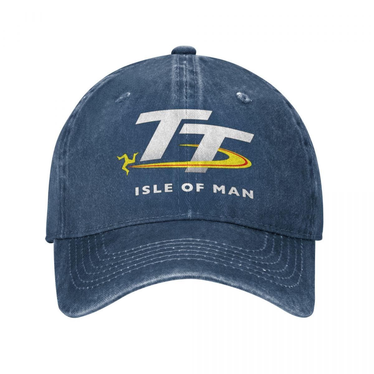 2023 Isle Of Man TT Races Merch Unisex Women Trucker Hat Motorcycle Racing Distressed Denim Washed Caps Hat Gift Snapback Cap One Size