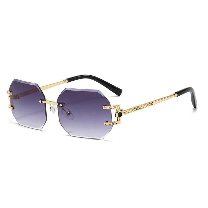 New UV400 Frameless Cut Edge Sunglasses Fashion Large Frame Polygonal Glasses for Travel Cycling