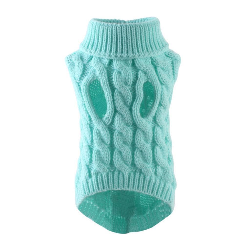 Cozy Autumn & Winter Knitted Dog Sweater - Solid Color XL sky blue
