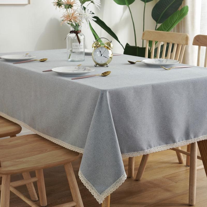 New Style Solid Color Waterproof Cotton Linen Tablecloth Minimalist Lace Tassel Table Cloth Dining Table Coffee Desk Dust Cover 60x60cm