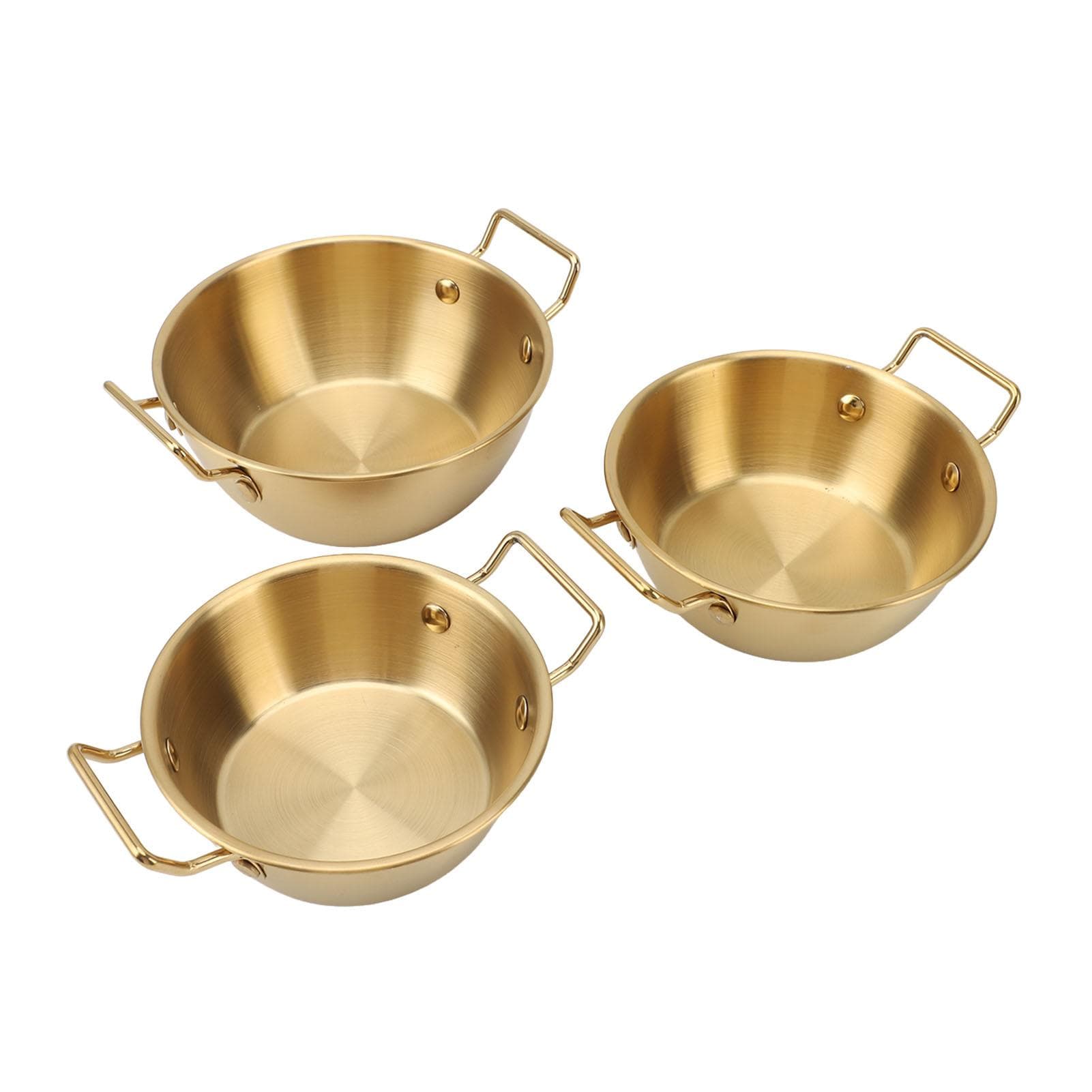 Sauce Dishes Stainless Steel Round Dipping Bowl Seasoning Dish with Handle for Appetizer Soy Sauce L