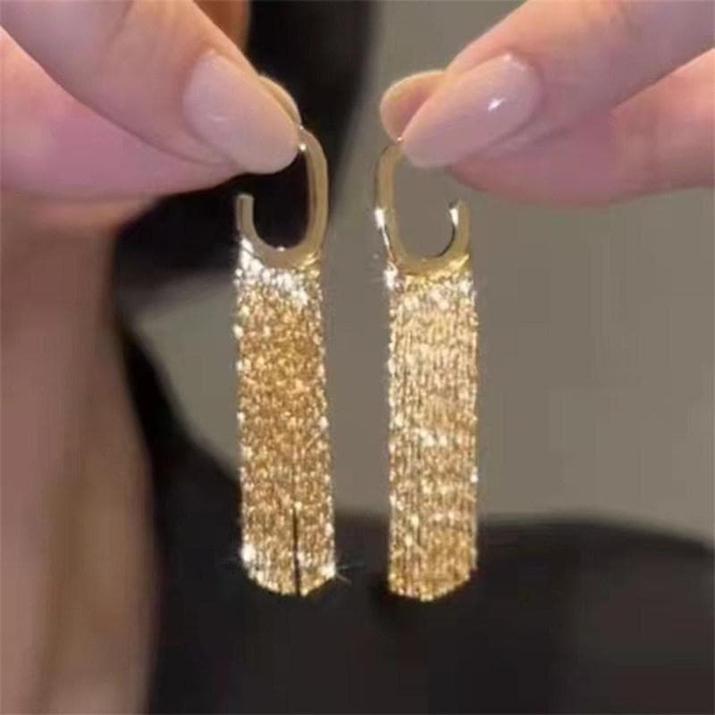 High End Gold Tassel Earrings For Women's 2024 New Trendy And Niche Design Earrings Summer Light Luxury Temperament Earrings