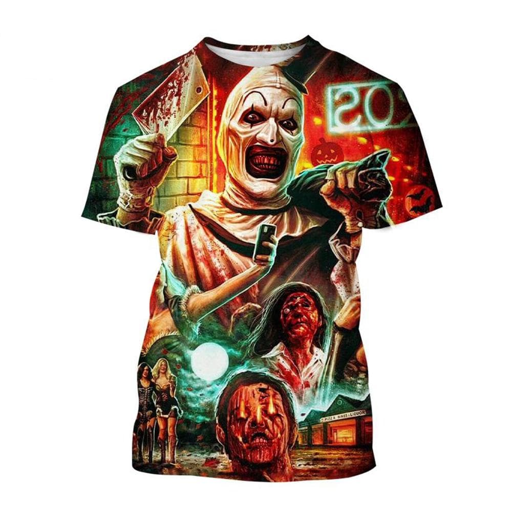 Summer Hot Selling Fashion Horror 3D Printing Horror Clown Creative Personality Casual T-shirt Plus Size Tee Top M