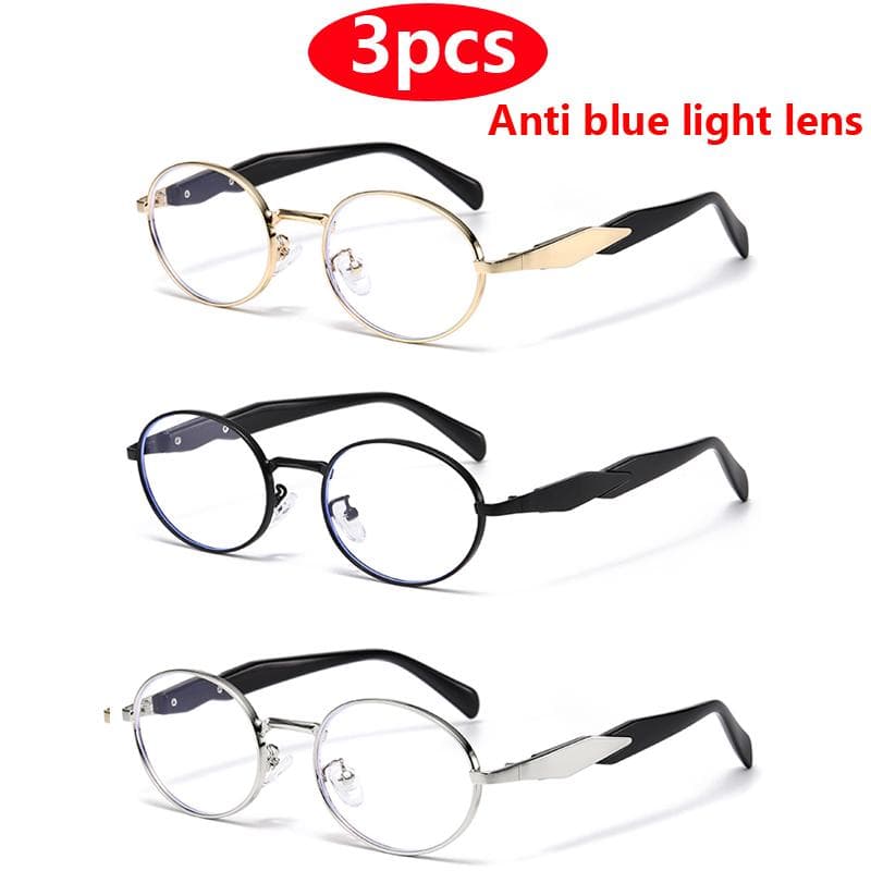 Fashion Metal Oval Sunglasses Women 3pcs Small Frame UV400 Protective Glasses Outdoor Casual Eyewear