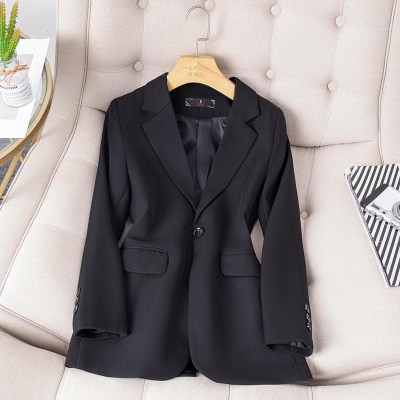 Suit Jacket for Women Spring and Autumn New Casual Suit Long-sleeved Small Person Loose Hong Kong Style Small Suit Jacket 2XL