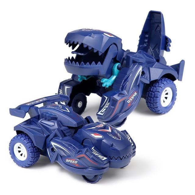 New Transforming Dinosaur Car Deformation Car Toys Inertial Sliding Dino Car Automatic Transform Toy Boys Amazing Gifts Kid Toy blue