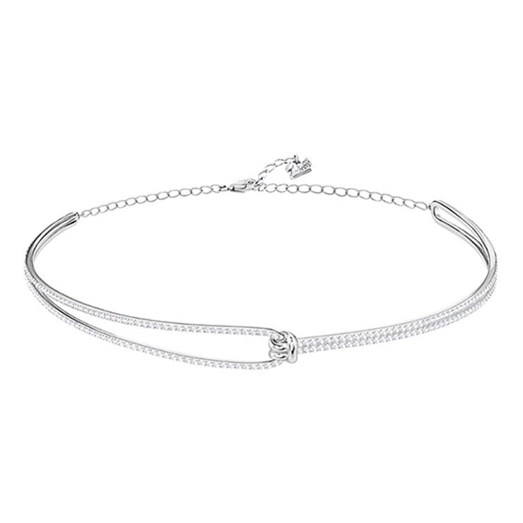 Swarovski Lifelong Choker Rhodium Plated Necklace Women necklace Platinum 5390822 Box (Random Color)