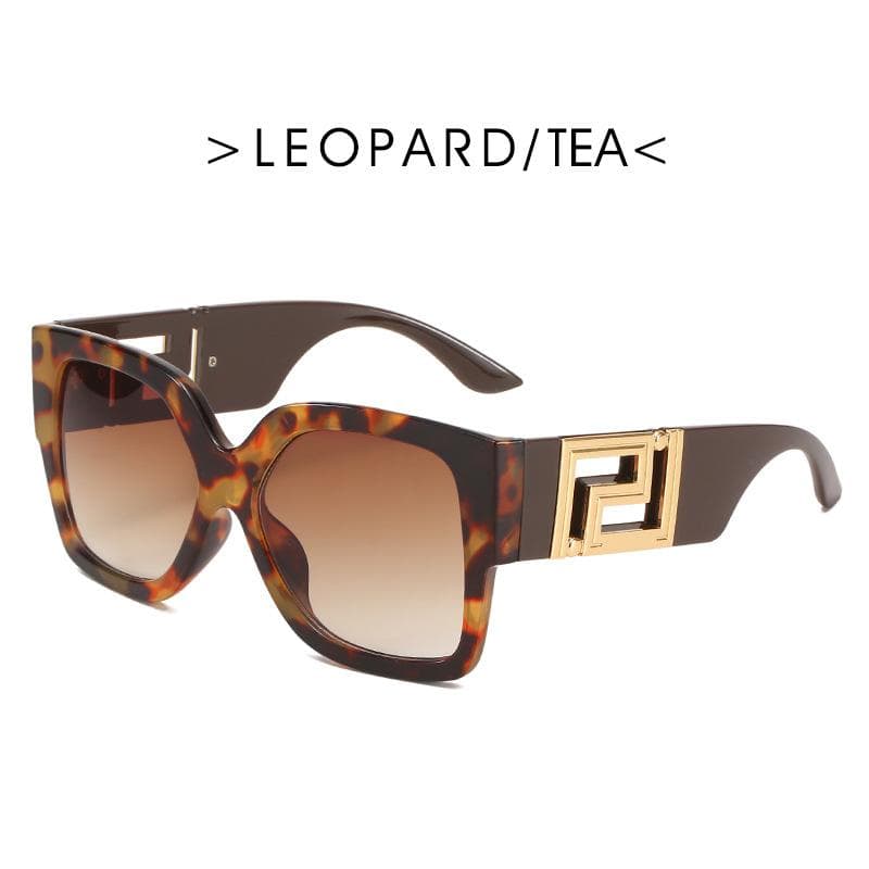 New Oversized Luxury Leopard Print Sunglasses For Women Vintage Square UV400 Eyewear Black Sun Glasses Brand Other