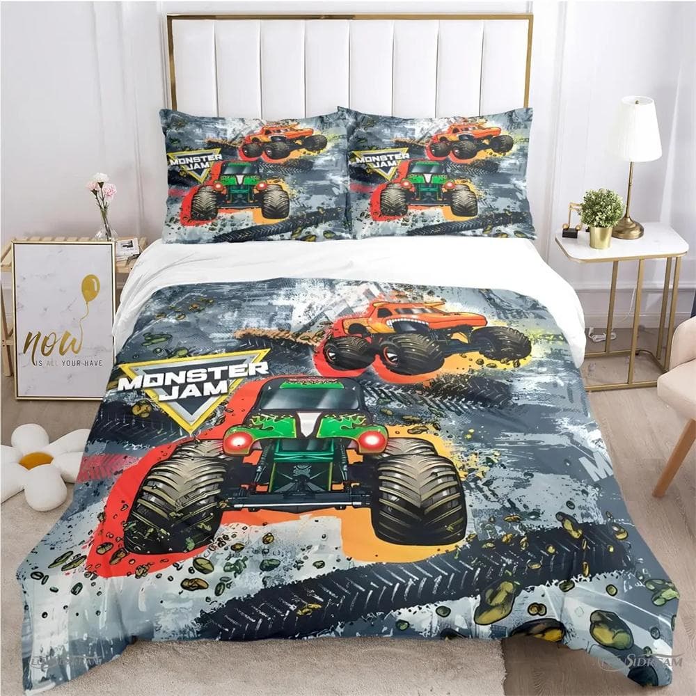 Cartoon Monster Truck All Season Duvet Cover Comforter Bedding sets Soft Quilt Cover and Pillowcases Single/Double/Queen/King 135x200cm 2pcs