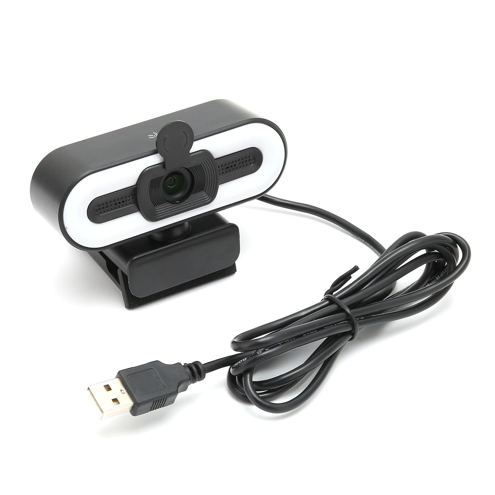 Webcam USB2.0 1080P HD 30FPS High Resolution LED Light PC Camera with Microphone for Live Streaming