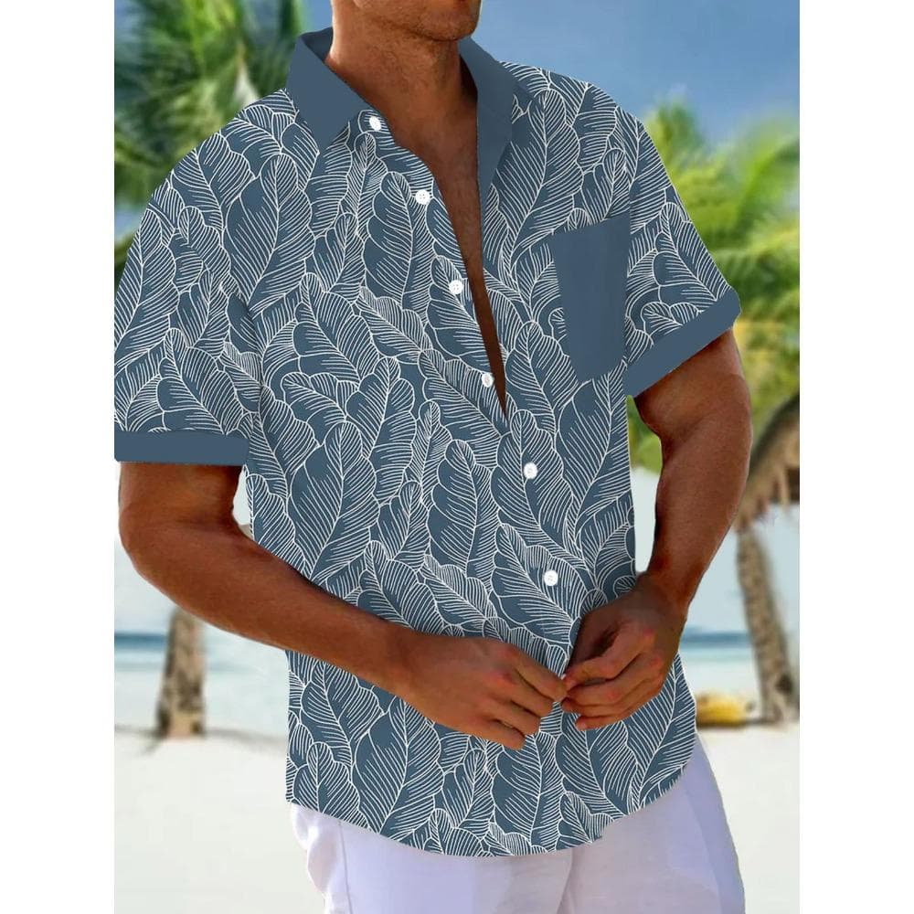 Summer Hawaiian Spring/Summer Fashion Mens Shirt Leisure Street Walk Tourist Beach Printed Full Open Short Sleeve Button Shirt XXXL