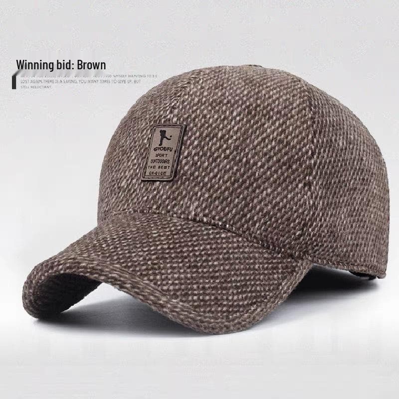 Men's Winter Wool Baseball Cap with Ear Protection for Middle-Aged/Elderly